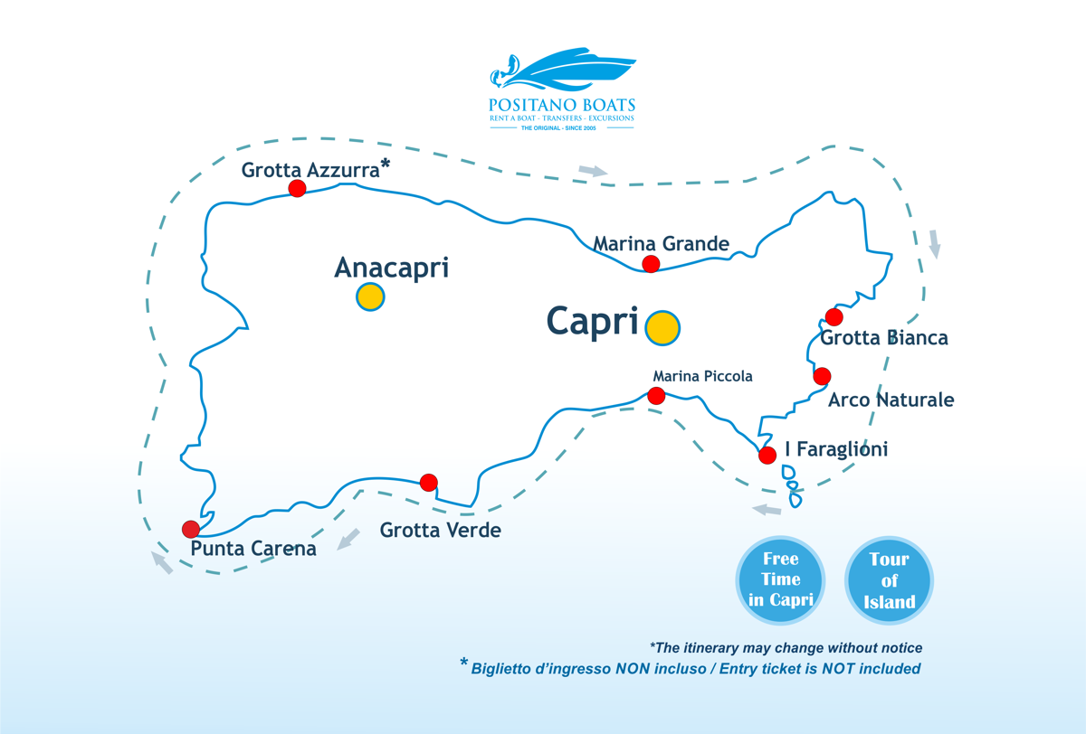 Map of Capri Boat Tour